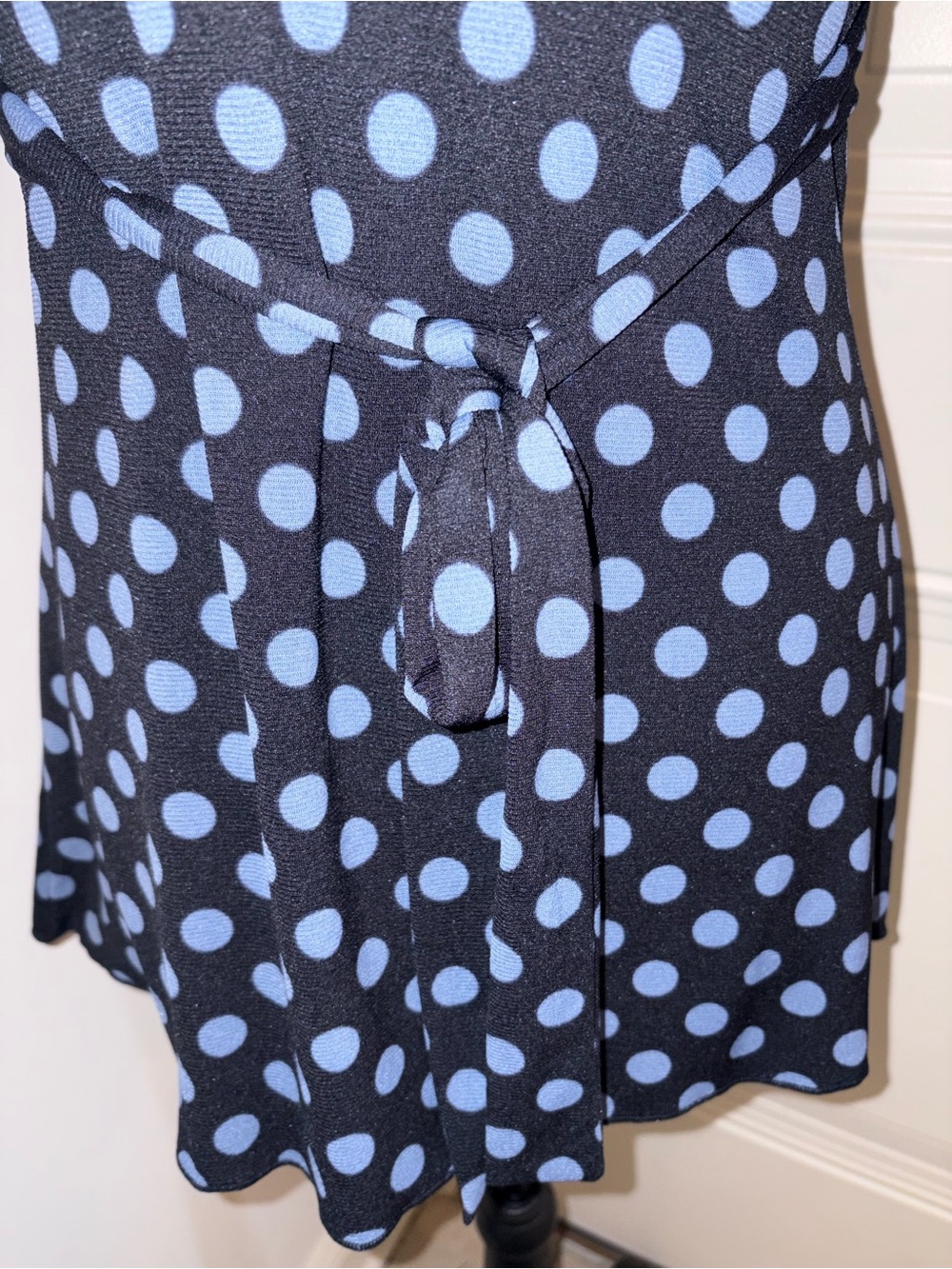 INC International Concepts Black Top with Light Blue Polka Dots and Square Neck - Picture 10 of 12